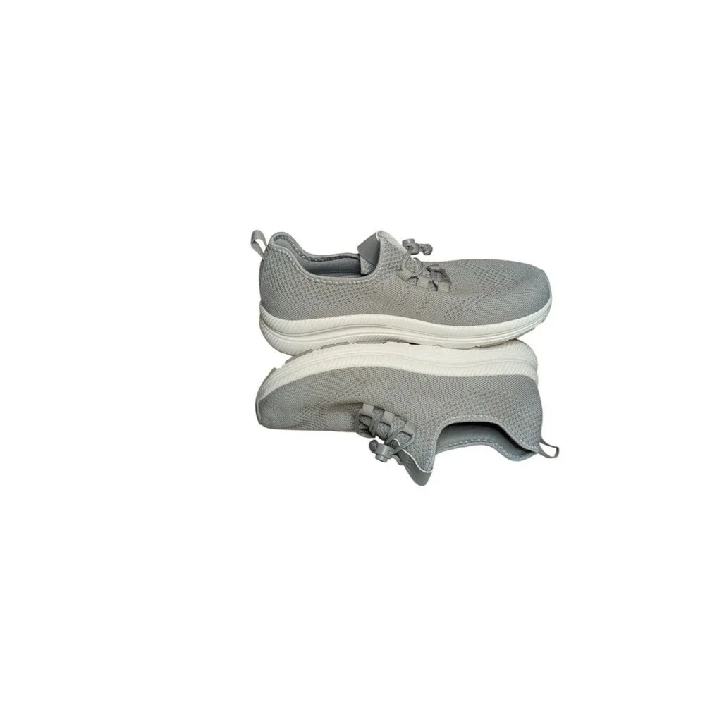 ZOVE Wide Toe Box Walking Shoes Gray Women's No-Tie Bungee Sneakers Size 43